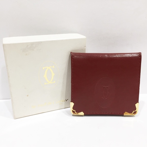 Cartier burgundy leather vintage folding snap pouch - Picture 2 of 10